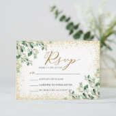 グリーンリ葉ー金ゴールドヌエストラボダウェディングRSVP 招待状 (スタンド正面)