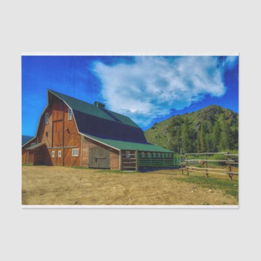 グリーンルーフ付き美しいワイオミング納屋 薄葉紙 (正面)