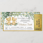 グリーンレイオン双子の男の子と女の子のベイビーシャワーチケット 招待状 (正面/裏面)