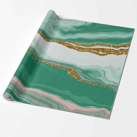 グリーンレイクラッピング紙 | 豪華な結婚式 ラッピングペーパー (アンロールド)