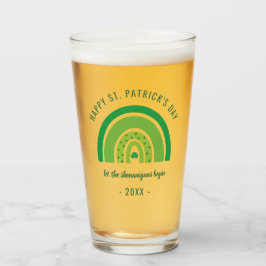 グリーンレインボーアイリッシュシャームロックハッピーSt patricks day タンブラーグラス