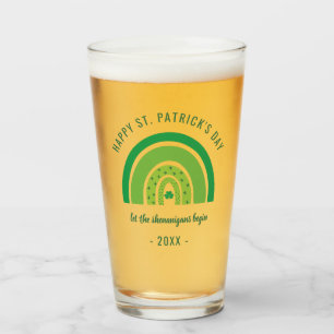 グリーンレインボーアイリッシュシャームロックハッピーSt patricks day タンブラーグラス