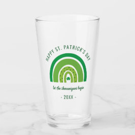 グリーンレインボーアイリッシュシャームロックハッピーSt patricks day タンブラーグラス
