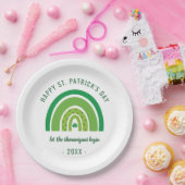 グリーンレインボーアイリッシュシャームロックハッピーSt patricks day ペーパープレート (パーティー)
