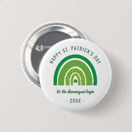 グリーンレインボーアイリッシュシャームロックハッピーSt patricks day 缶バッジ