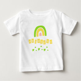 グリーンレインボープリンセススターズベビーガールTシャツ ベビーTシャツ