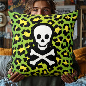 グリーンレオパード印刷ジョリーロジャーパイレードエッジパンク クッション