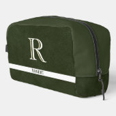 グリーンレザーテクスチャトリムホワイトモノグラム名 ドップキット (右コーナー)