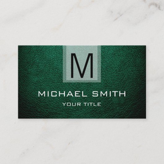 グリーンレザーテクスチャードモグラム 名刺 (正面)