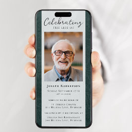 グリーンレザーフォト葬儀デジタルイベント 招待状