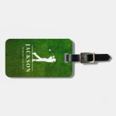 グリーンレザー効果モノグラムパーソナライズされたゴルファー ラゲッジタグ (正面横)