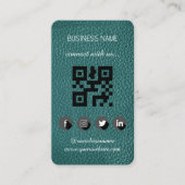 グリーンレザー – ソーシャルメディアQRコード 名刺 (正面)