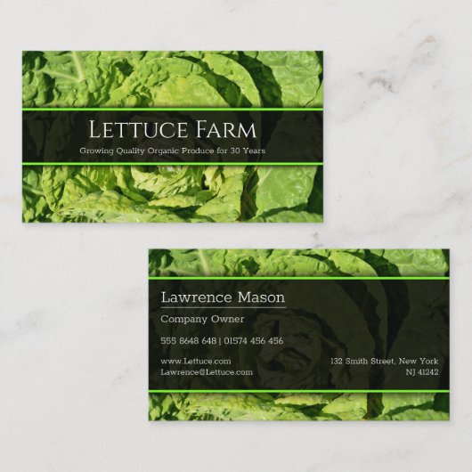 グリーンレタスのクローズアップ写真 – 名刺 (正面/裏面)