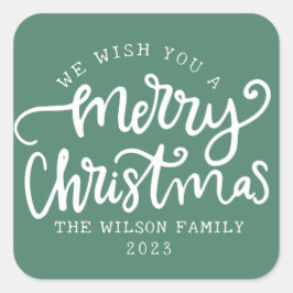 グリーンレタリング書道ファミリー スクエアシール