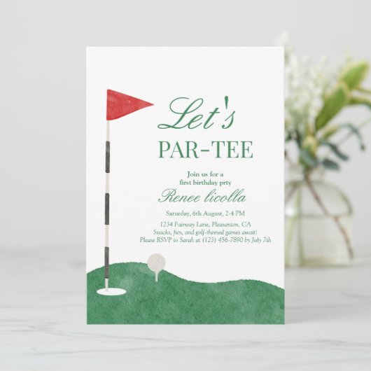 グリーンレッツパーティーゴルフファースト誕生日招待状 サンキューカード (スタンド正面)
