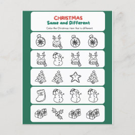 グリーンレッドおもしろいクリスマス同一および違う チラシ