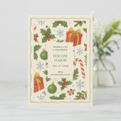 グリーンレッドお洒落ウォーターカラーホリデーカード (スタンド正面)