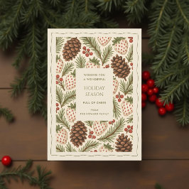 グリーンレッドお洒落ウォーターカラーホリデーカード