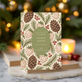 グリーンレッドお洒落ウォーターカラーホリデーカード