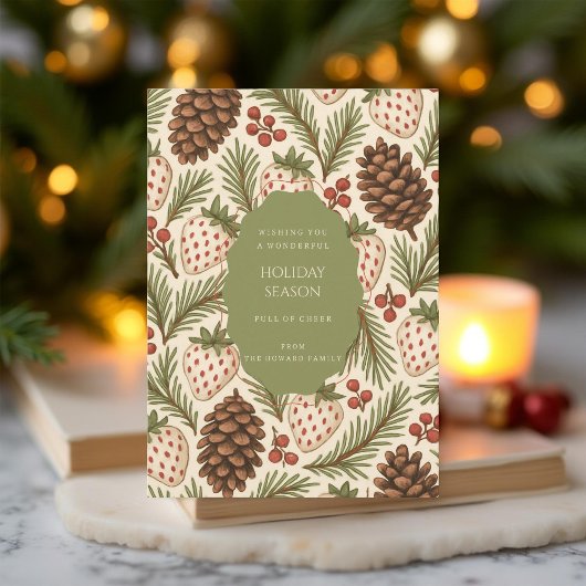 グリーンレッドお洒落ウォーターカラーホリデーカード