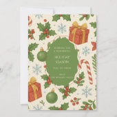 グリーンレッドお洒落ウォーターカラーホリデーカード (正面)