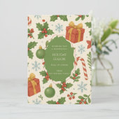 グリーンレッドお洒落ウォーターカラーホリデーカード (スタンド正面)