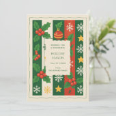 グリーンレッドお洒落ストライプウォーターカラーホリデーカード (スタンド正面)