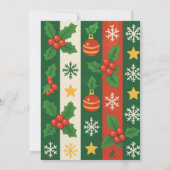 グリーンレッドお洒落ストライプウォーターカラーホリデーカード (裏面)