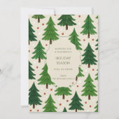 グリーンレッドお洒落パインツリーズホリデーカード (正面)