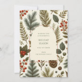 グリーンレッドお洒落フローラウォーターカラーホリデーカード (正面)