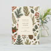 グリーンレッドお洒落フローラウォーターカラーホリデーカード (スタンド正面)