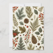 グリーンレッドお洒落フローラウォーターカラーホリデーカード (裏面)