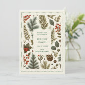 グリーンレッドお洒落フローラウォーターカラーホリデーカード (スタンド正面)