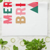 グリーンレッドとブラウンはっきりしたタイポグラフィ キッチンタオル (折り畳み)