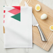 グリーンレッドとブラウンはっきりしたタイポグラフィ キッチンタオル (四つ折り)