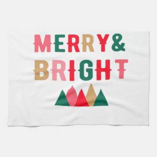 グリーンレッドとブラウンはっきりしたタイポグラフィ キッチンタオル