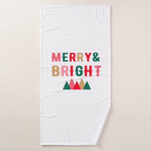 グリーンレッドとブラウンはっきりしたタイポグラフィ バスタオル (バスタオル)