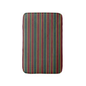 グリーンレッドと金ゴールドクリスマスキャンディストライプー バスマット (正面縦)