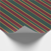 グリーンレッドと金ゴールドクリスマスキャンディストライプー ラッピングペーパー (角)