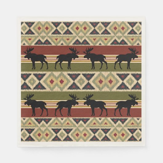 グリーンレッドアイボリーオークレエスニックルック スタンダードランチョンナプキン (正面)