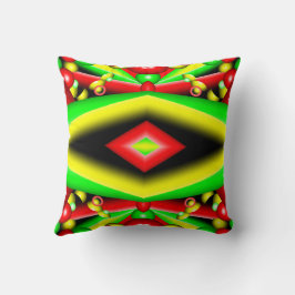 グリーンレッドイエローバブルとストライプ抽象芸術アート クッション