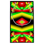 グリーンレッドイエローバブルとストライプ抽象芸術アート スモールペーパーバッグ (裏面)