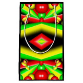 グリーンレッドイエローバブルとストライプ抽象芸術アート スモールペーパーバッグ (正面)