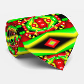 グリーンレッドイエローバブルとストライプ抽象芸術アート ネクタイ (ロール)