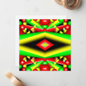 グリーンレッドイエローバブルとストライプ抽象芸術アート ノートカード (正面/裏面インサイチュ)