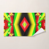 グリーンレッドイエローバブルとストライプ抽象芸術アート バスタオルセット (ハンドタオル)