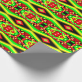 グリーンレッドイエローバブルとストライプ抽象芸術アート ラッピングペーパー (角)