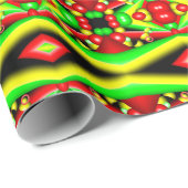 グリーンレッドイエローバブルとストライプ抽象芸術アート ラッピングペーパー (ロールコーナー)