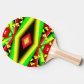 グリーンレッドイエローバブルとストライプ抽象芸術アート 卓球ラケット (横)