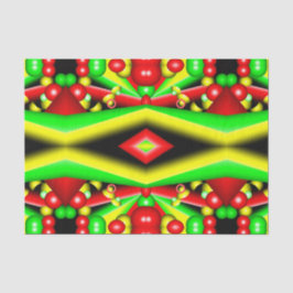 グリーンレッドイエローバブルとストライプ抽象芸術アート 薄葉紙